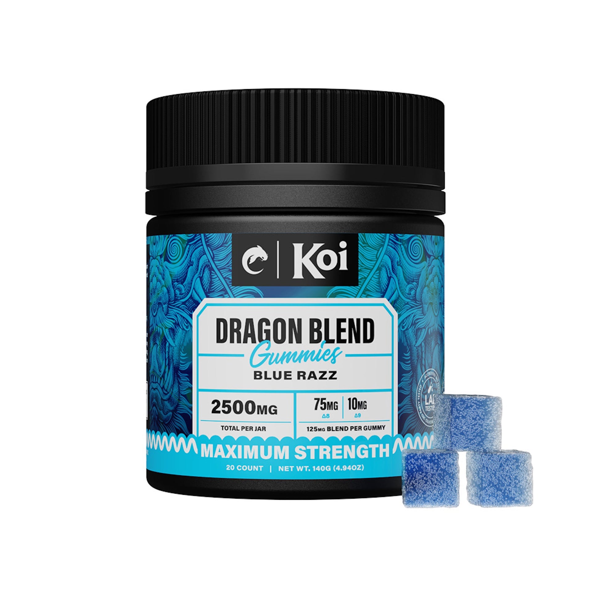 Koi Dragon Blend Blue Razz Gummies - 2500mg