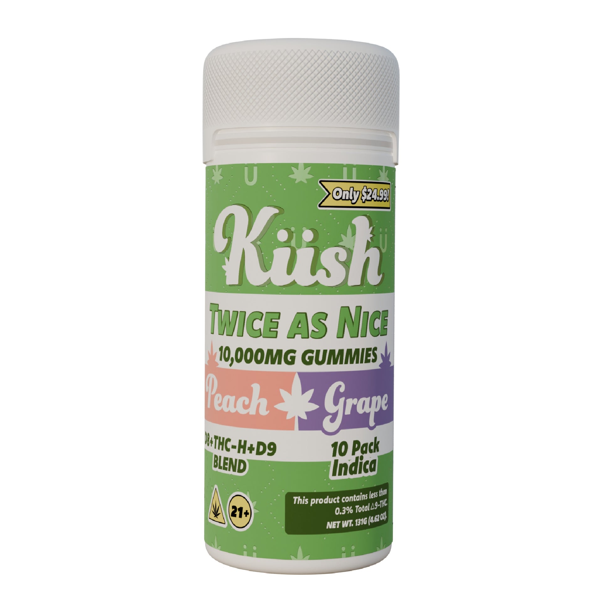 Kush Twice As Nice Double Stack THC Gummies - 10,000mg Peach / Grape