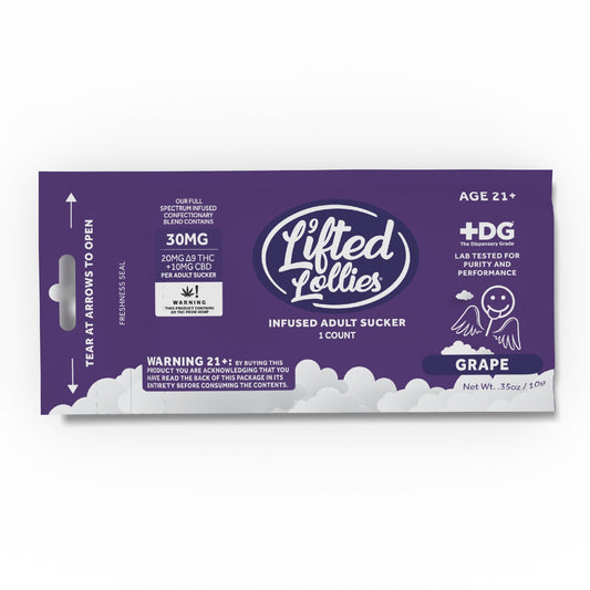 Lifted Lollipop THC Infused Adult Suckers - 1ct Grape