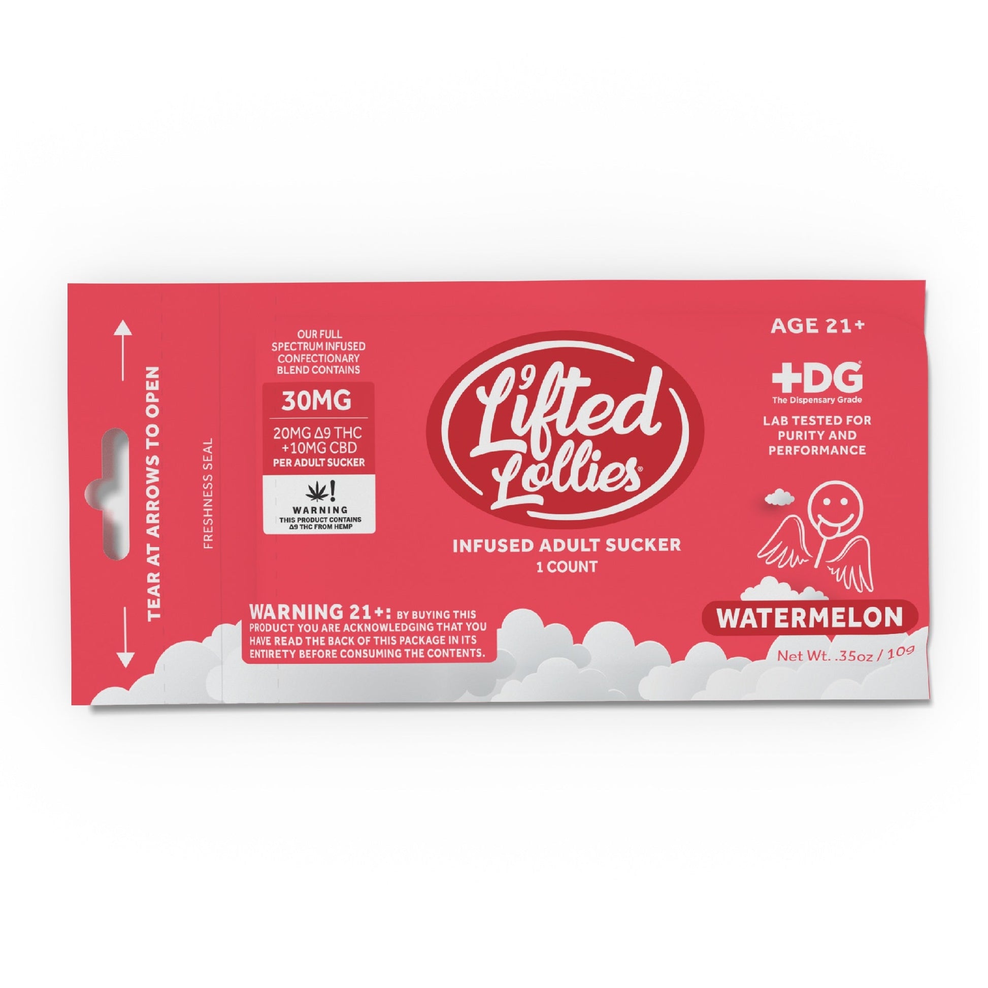Lifted Lollipop THC Infused Adult Suckers - 1ct Watermelon