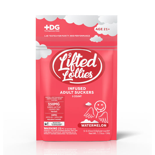 Lifted Lollipop THC Infused Adult Suckers - 5ct Watermelon