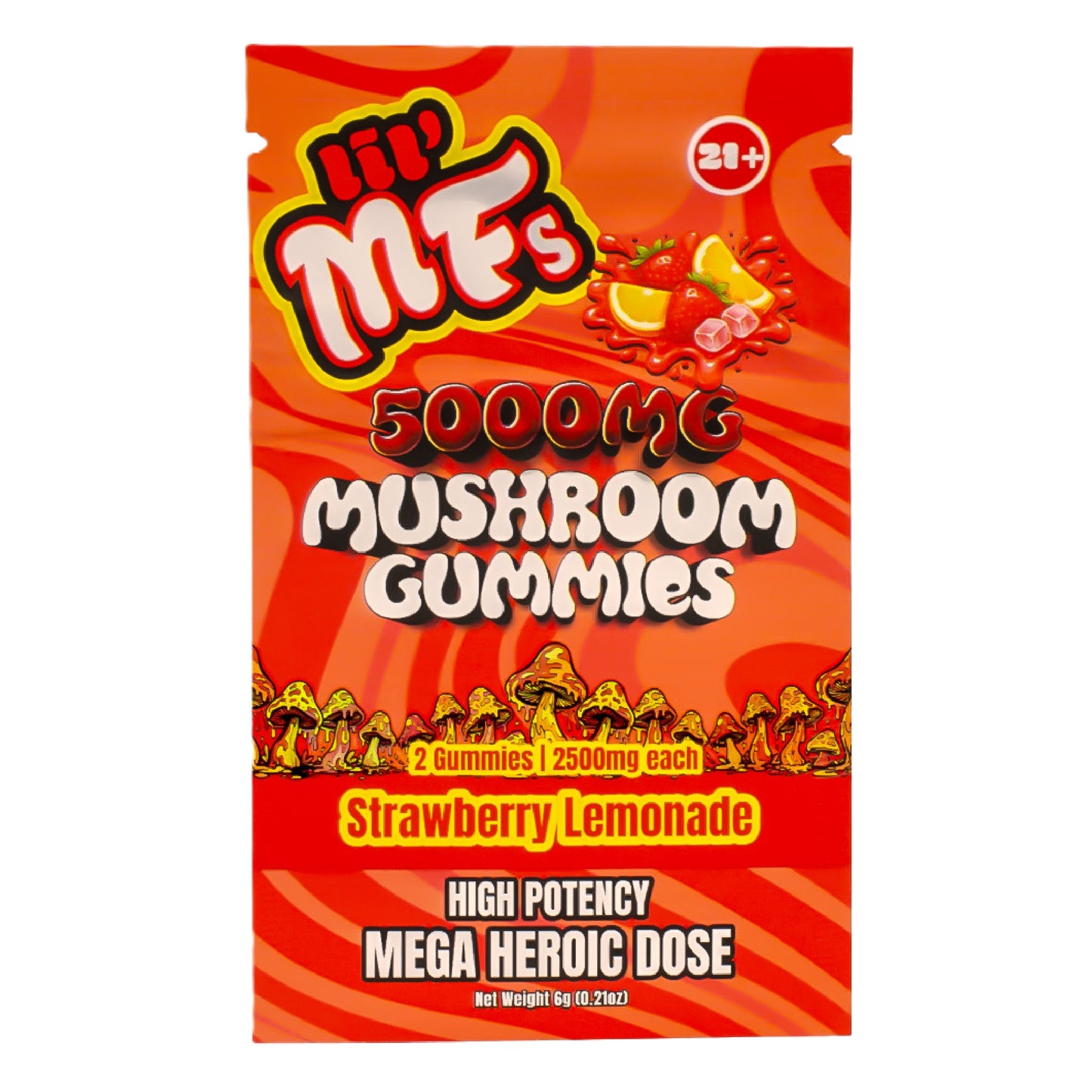 Lil MFs Mega Heroic Dose High Potency Mushroom Gummies (2pc) - 5000mg Strawberry Lemonade