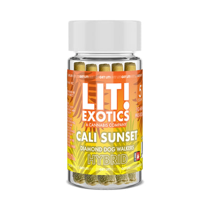 Lit! Exotic Diamond Dog Walkers Pre-Rolls - 5ct Cali Sunset (H) / 1 Pack