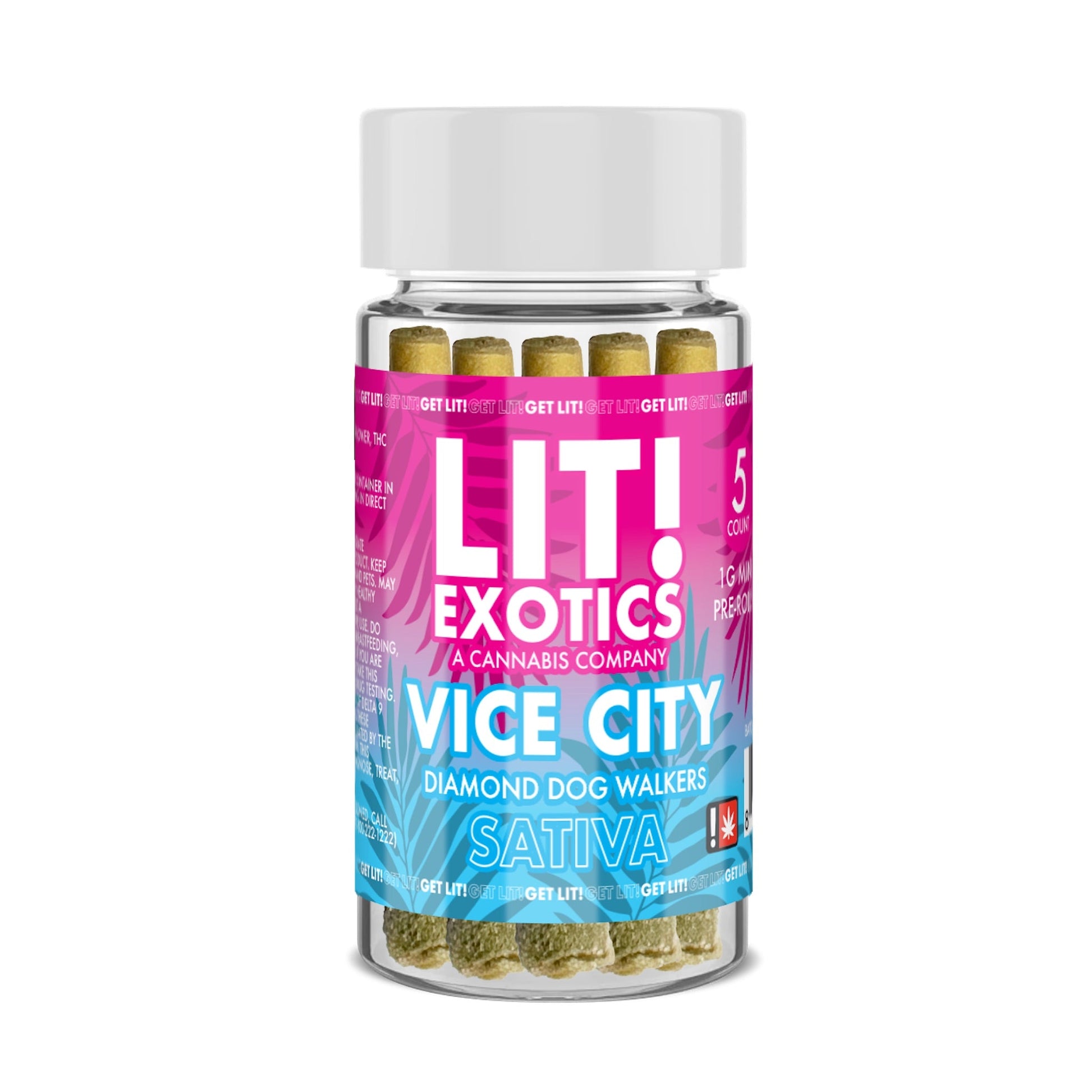 Lit! Exotic Diamond Dog Walkers Pre-Rolls - 5ct Vice City