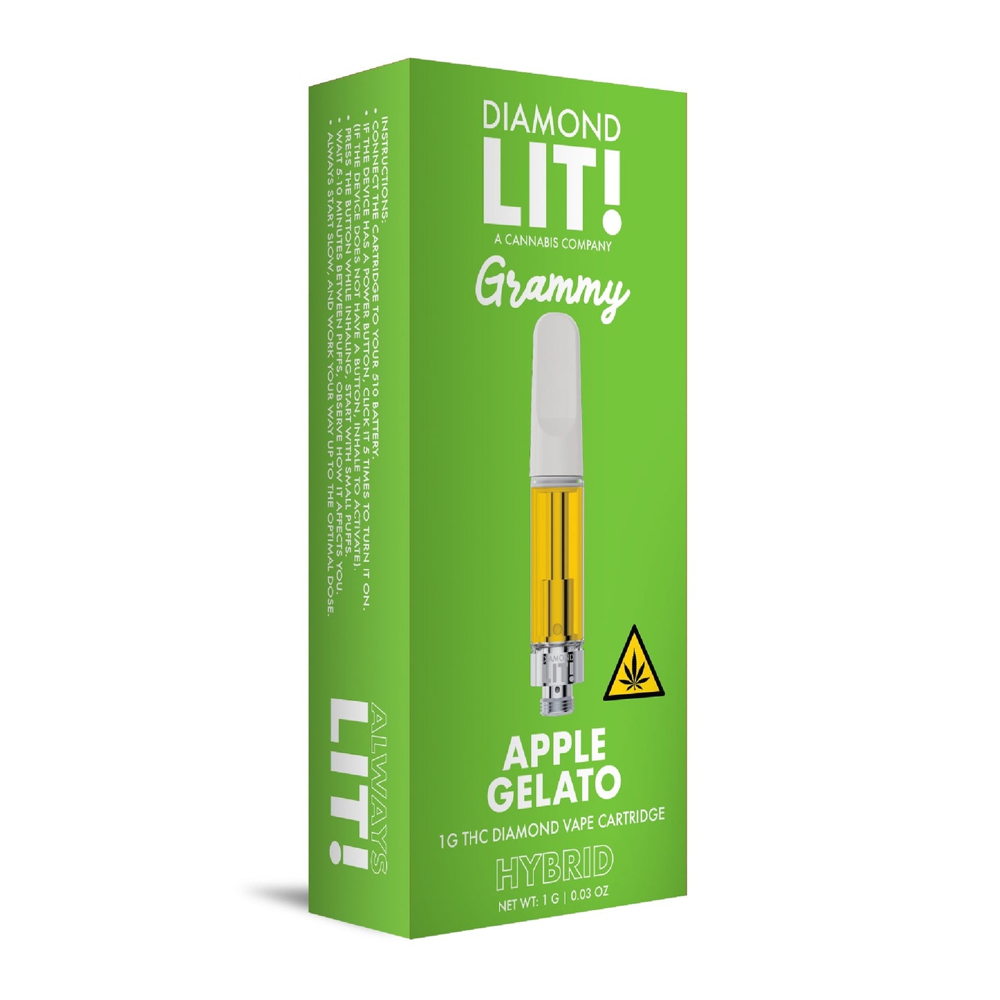 Lit! Grammy THC-A Cartridge - 1g Apple Gelato (H)