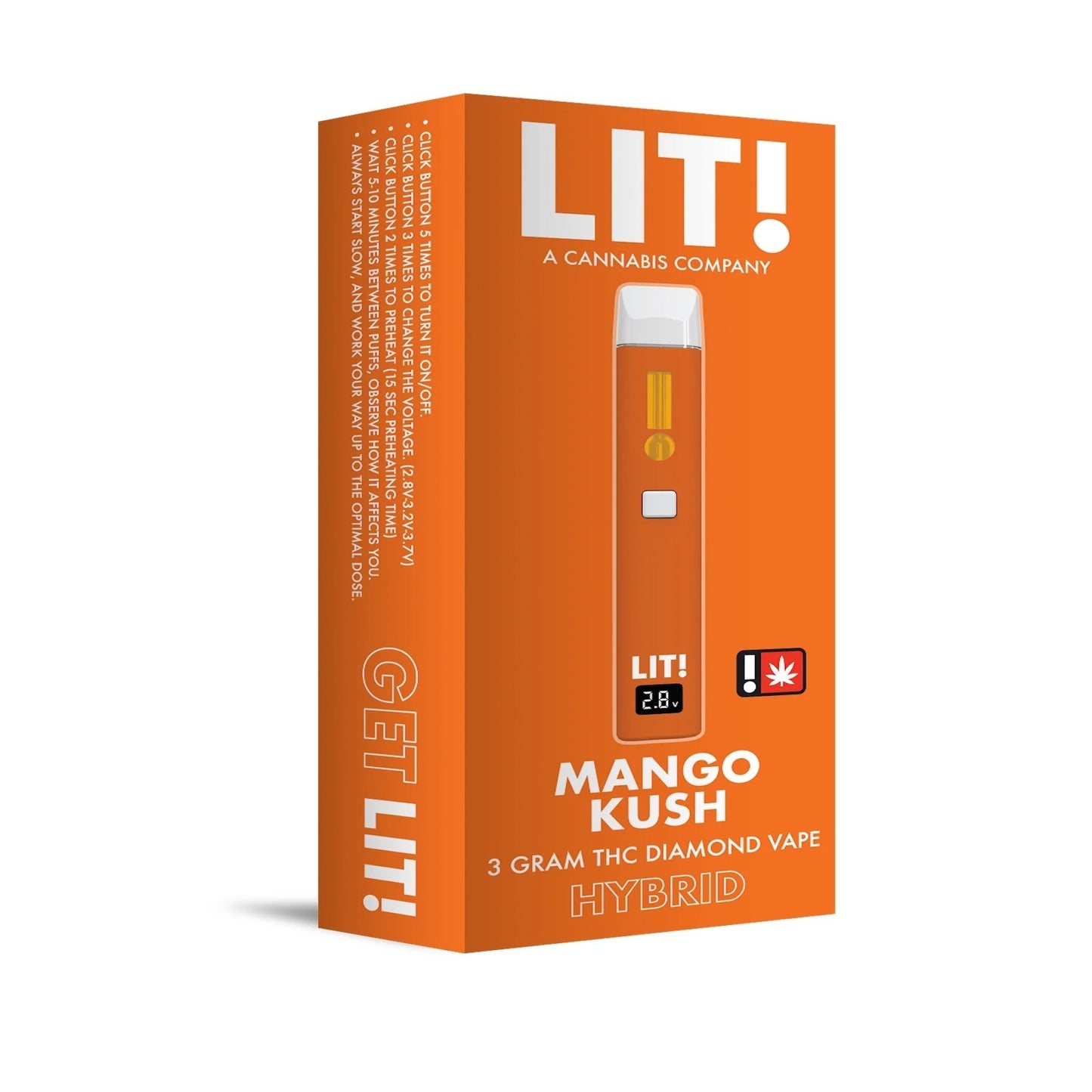 Lit! THC-A Liquid Diamonds Device - 3000mg Mango Kush (H) / 1 Pack