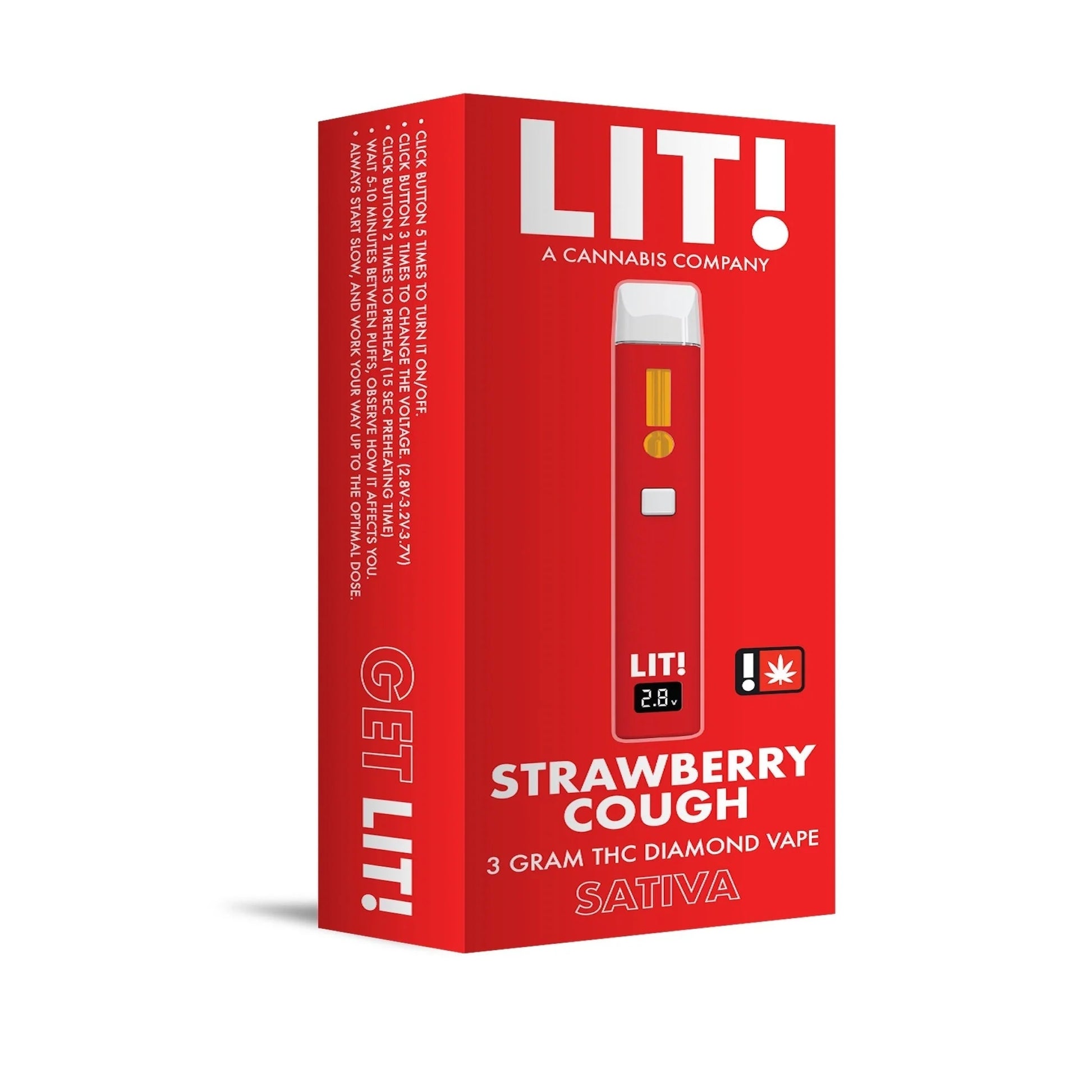 Lit! THC-A Liquid Diamonds Device - 3000mg Strawberry Cough (S) / 1 Pack