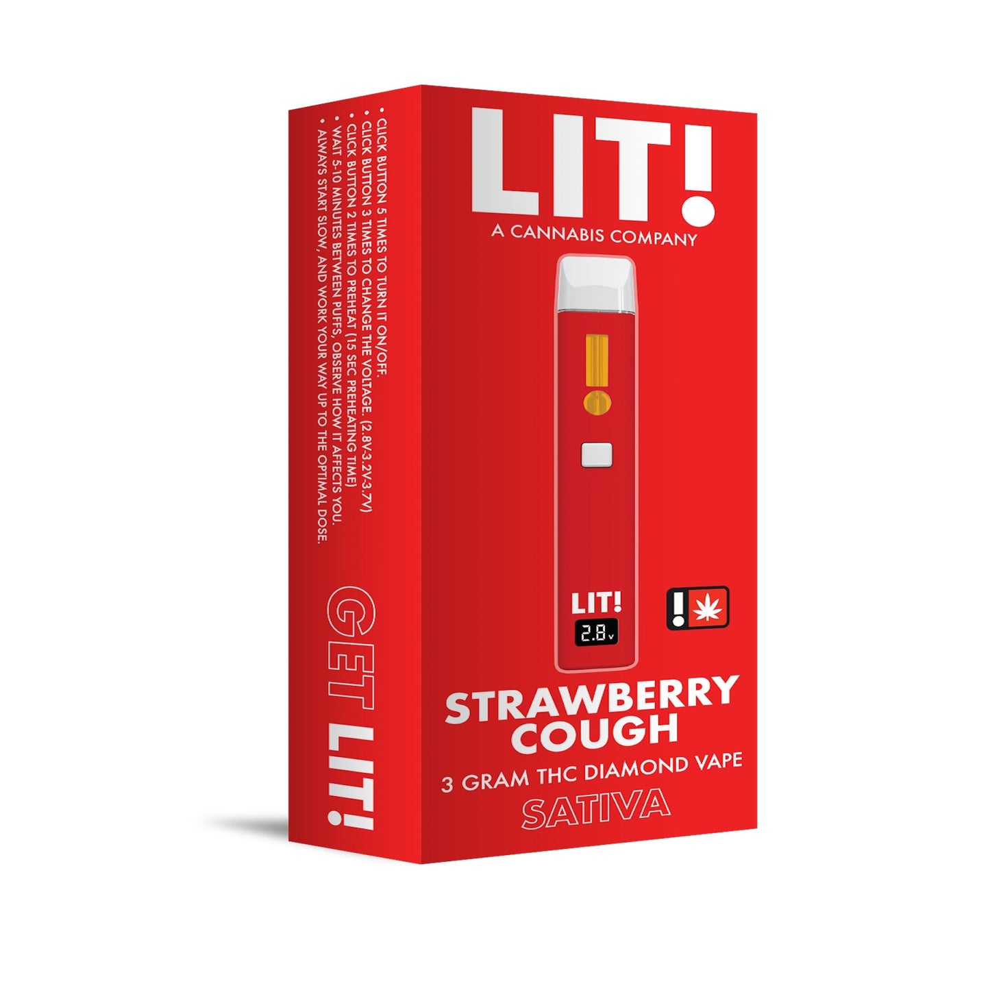 Lit! THC-A Liquid Diamonds Vaporizer - 3000mg Strawberry Cough