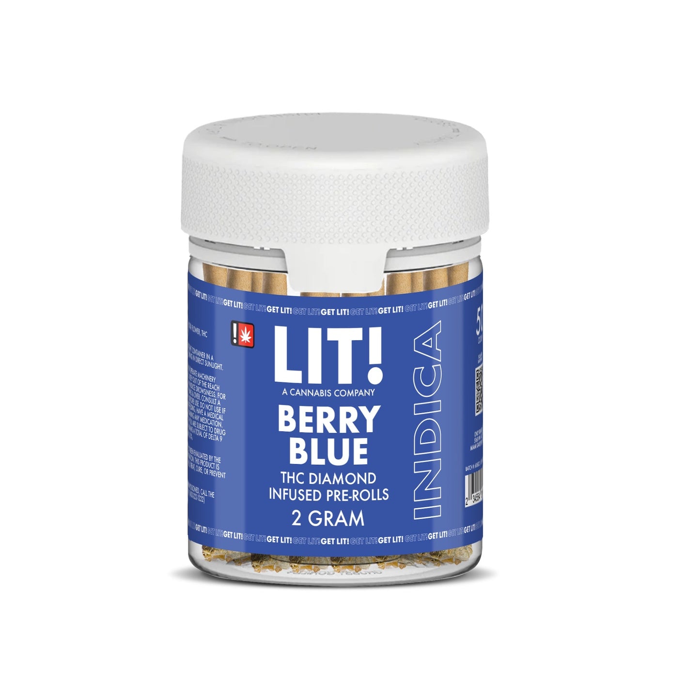 Lit! THC Diamond Infused Pre-Rolls - 50ct Berry Blue