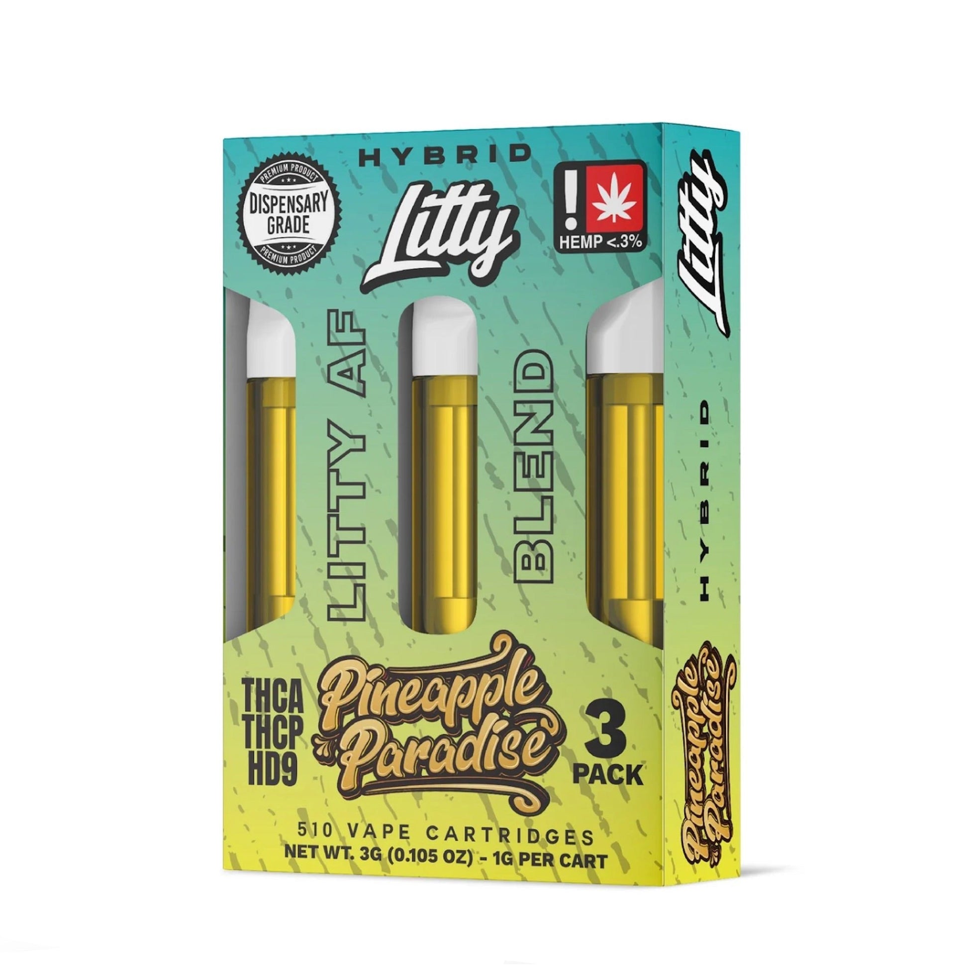 Litty AF Blend Pineapple Paradise Cartridge - 3 Pack - Everything 420 Litty AF Blend Pineapple Paradise Cartridge - 3 Pack - Everything 420