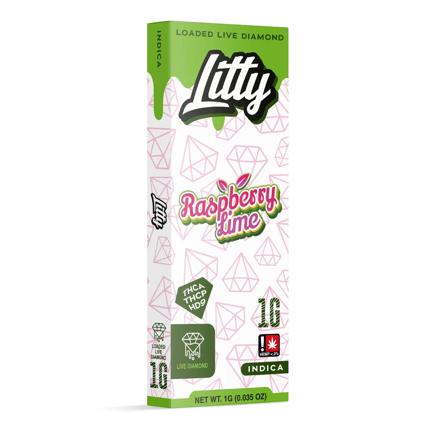 Litty Loaded Live Diamond THC-A + THC-P Device - 1000mg Raspberry Lime (I) / 1 Pack