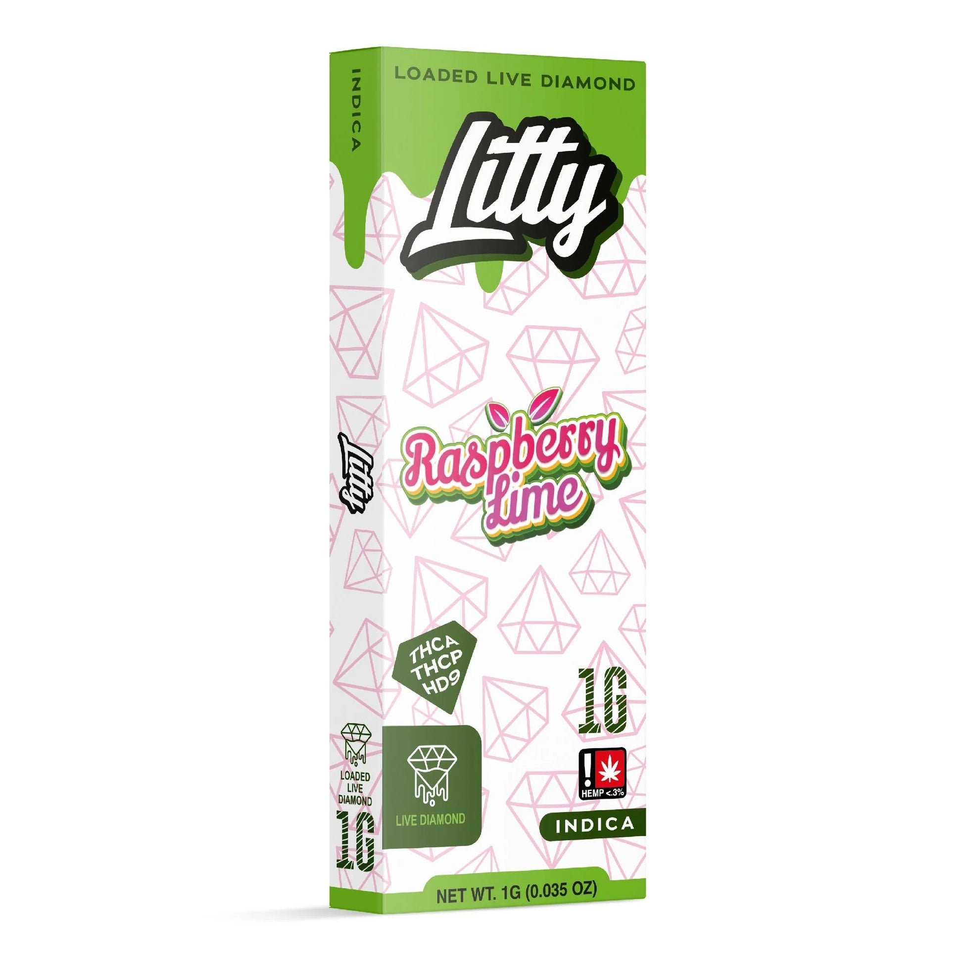 Litty Loaded Live Diamond THC-A + THC-P Device - 1000mg Raspberry Lime (I) / 1 Pack