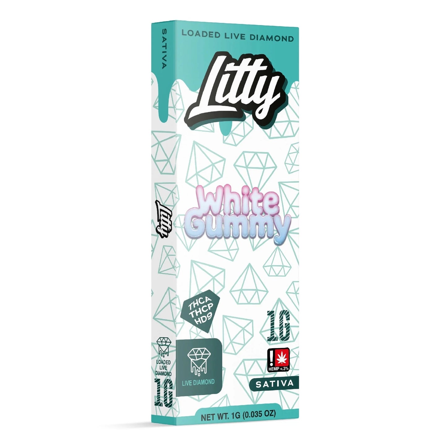 Litty Loaded Live Diamond THC-A + THC-P Device - 1000mg White Gummy (S) / 1 Pack