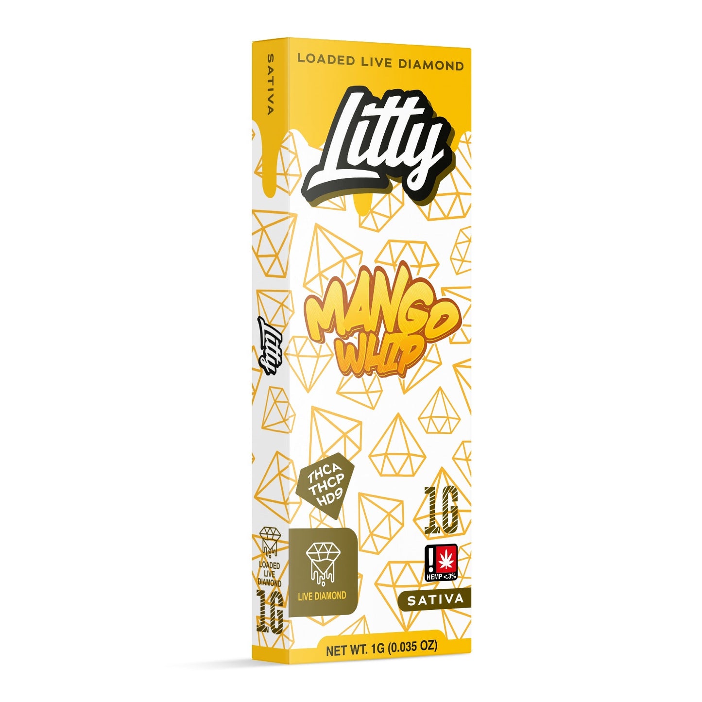 Litty Loaded Live Diamond THC-A + THC-P Vaporizer - 1000mg Mango Whip (S)