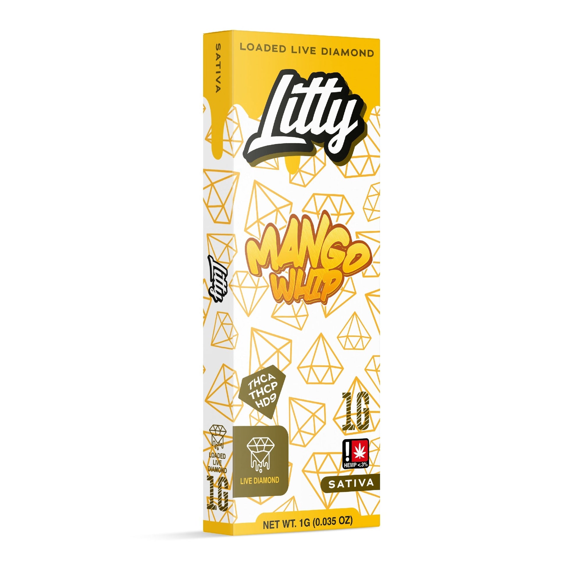 Litty Loaded Live Diamond THC-A + THC-P Vaporizer - 1000mg Mango Whip (S)
