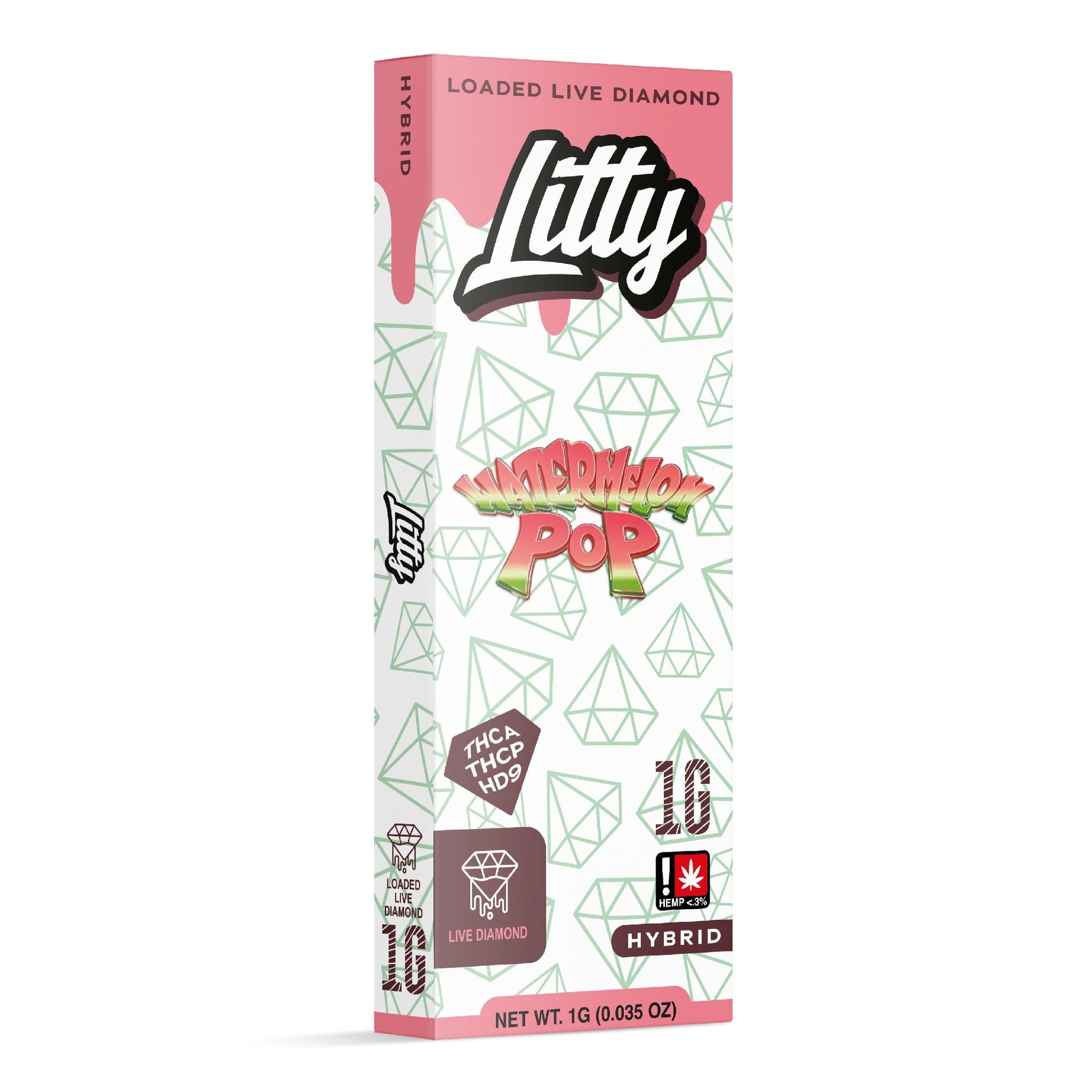 Litty Loaded Live Diamond THC-A + THC-P Vaporizer - 1000mg Watermelon Pop (H)