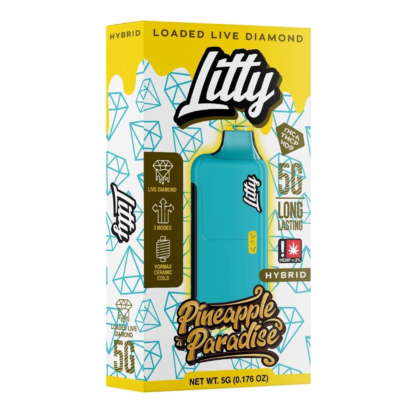 Litty THC-A Liquid Diamond Device - 5000mg Pineapple Paradise (H) / 1 Pack