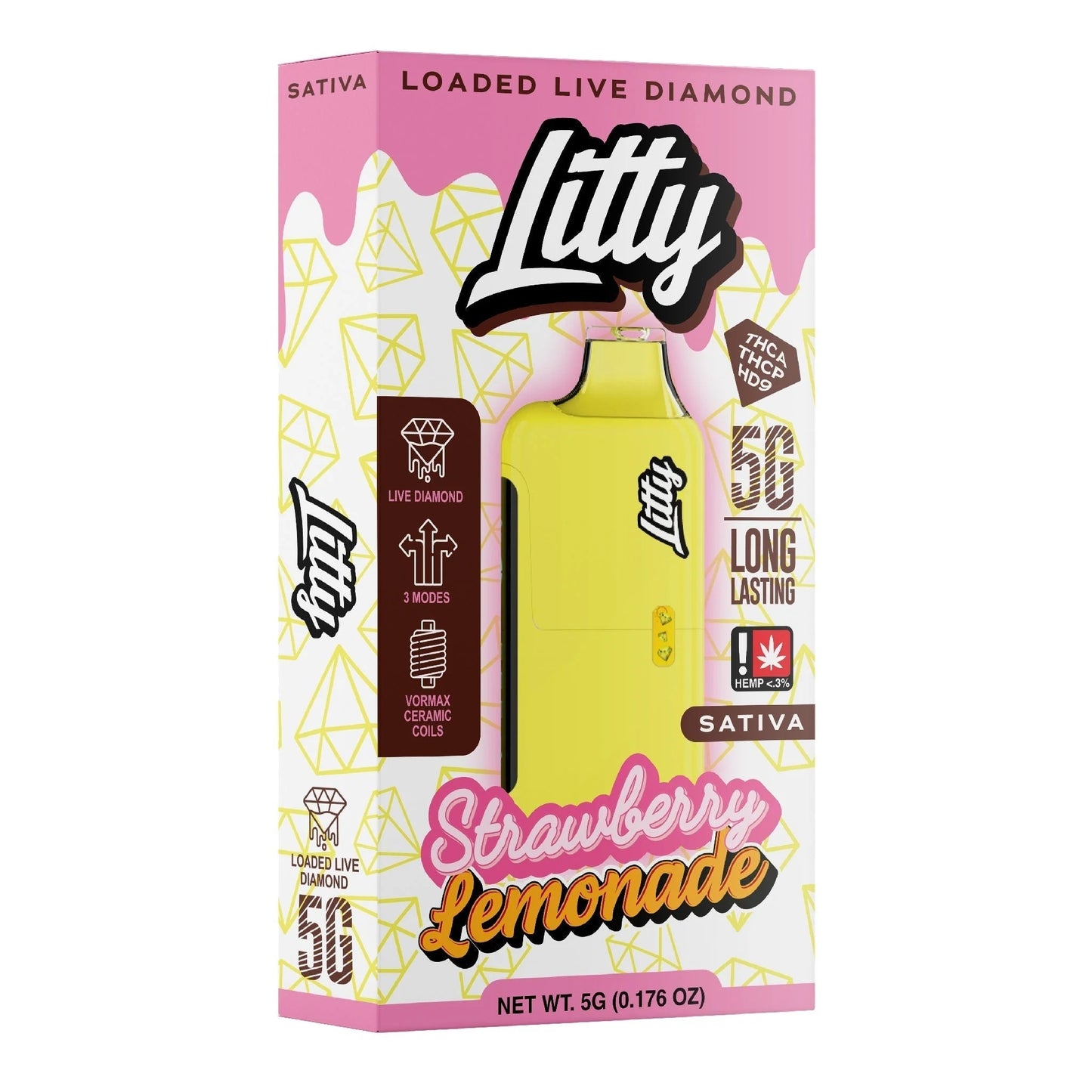 Litty THC-A Liquid Diamond Device - 5000mg Strawberry Lemonade (S) / 1 Pack