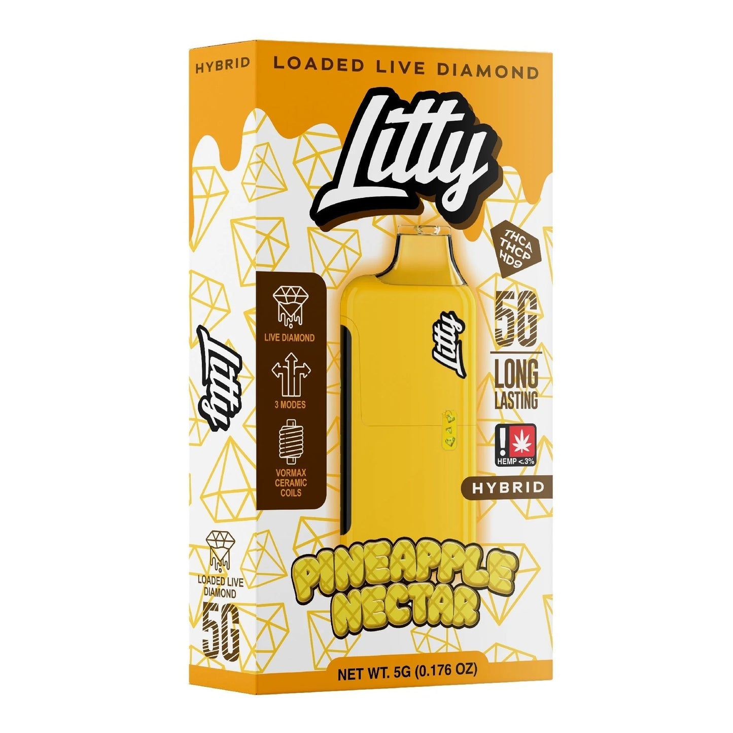 Litty THC-A Liquid Diamond Device - 5000mg Pineapple Nectar (H) / 1 Pack