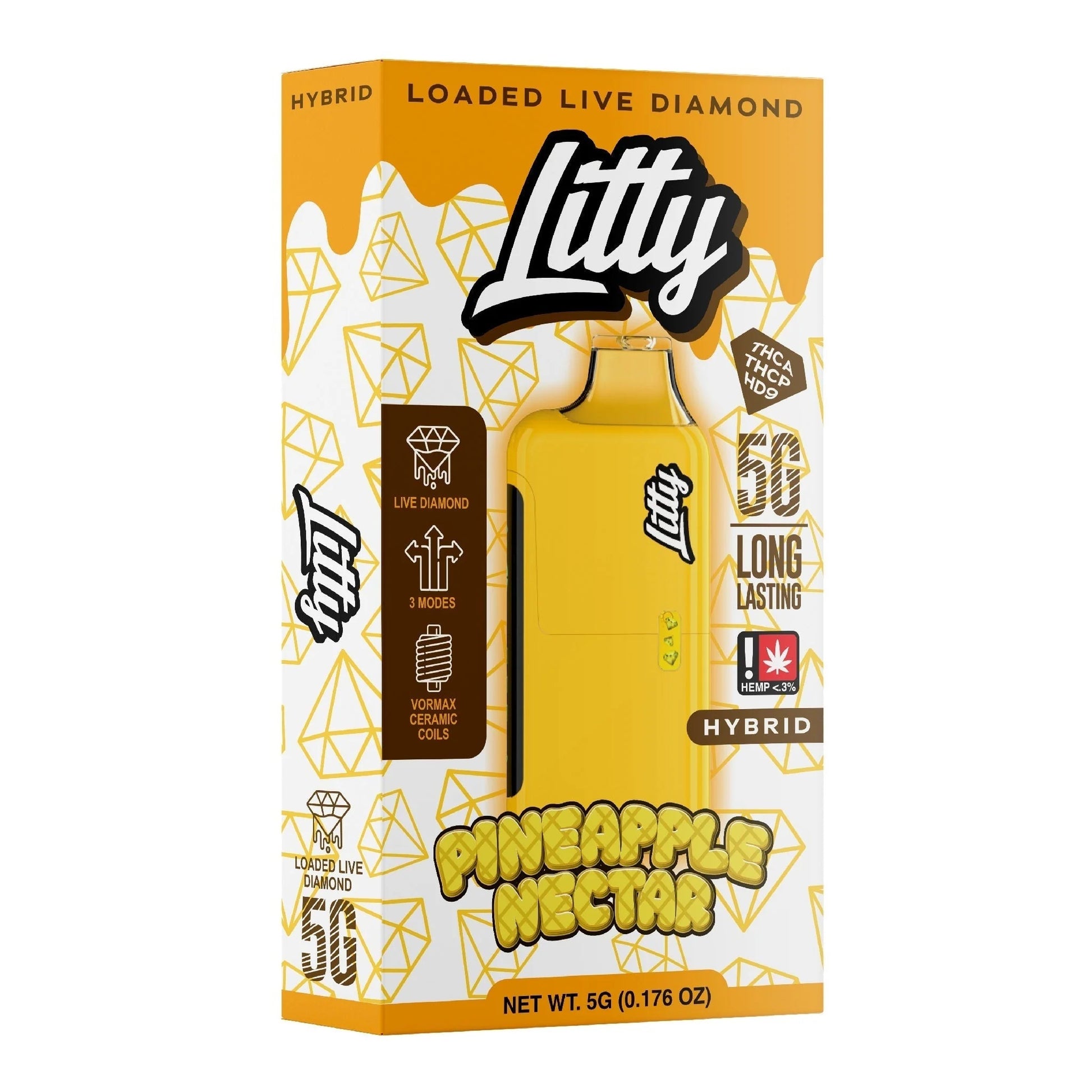 Litty THC-A Liquid Diamond Device - 5000mg Pineapple Nectar (H) / 1 Pack
