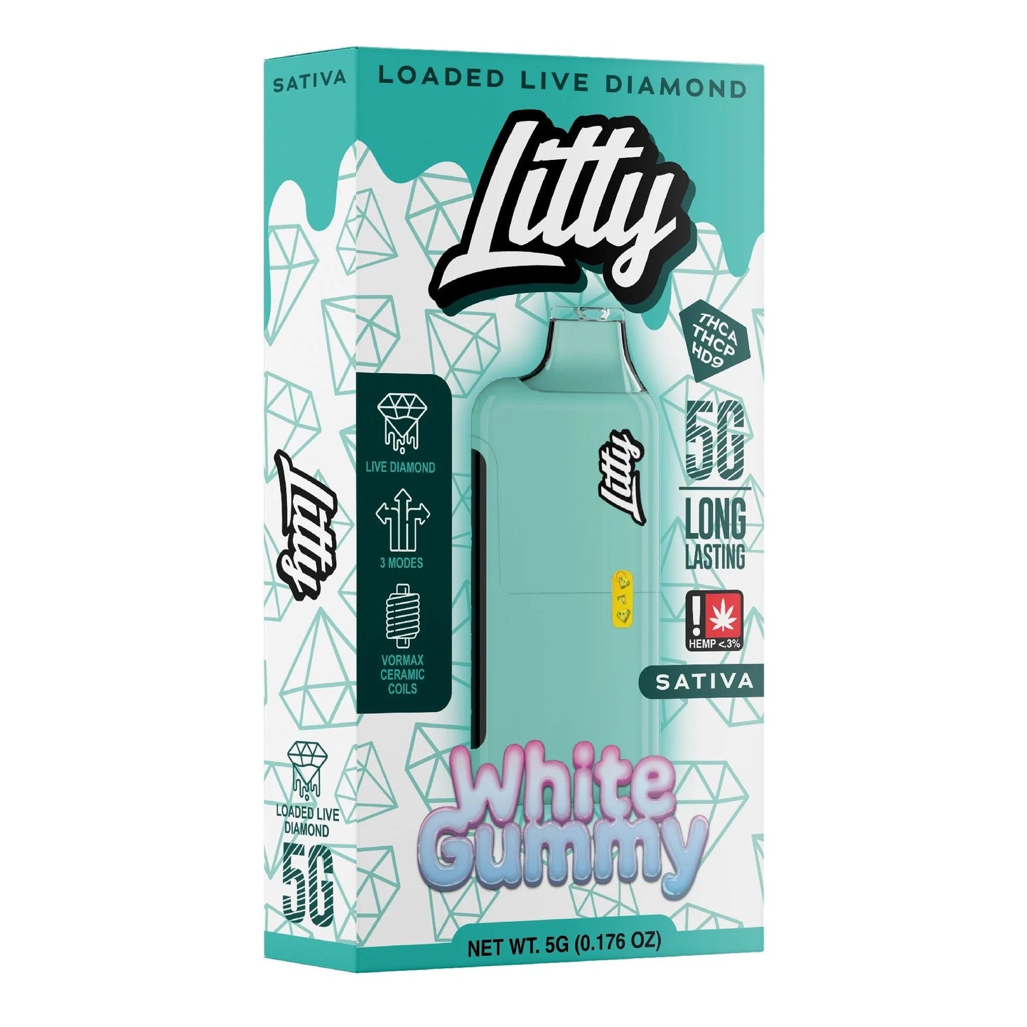 Litty THC-A Liquid Diamond Device - 5000mg White Gummy (S) / 1 Pack