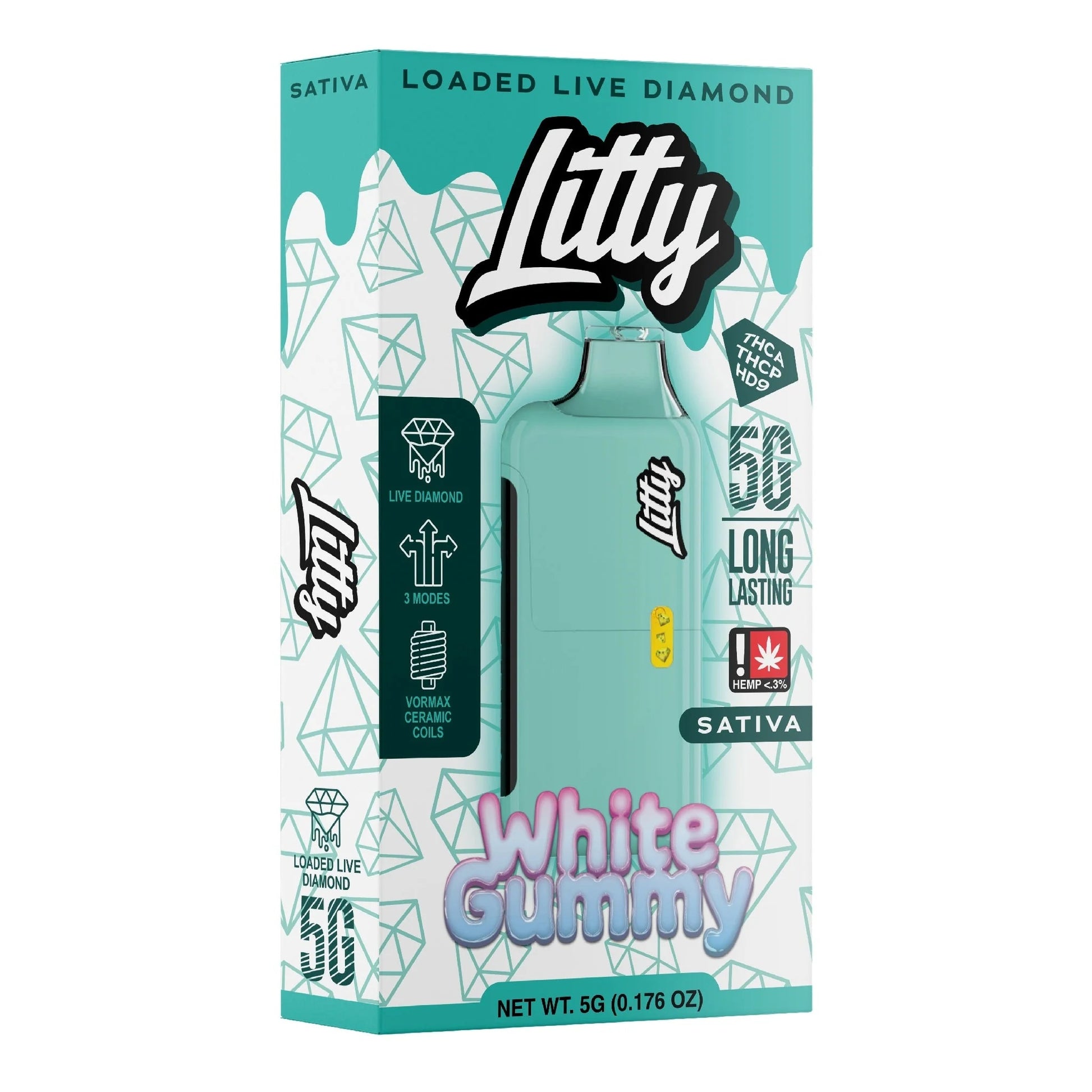 Litty THC-A Liquid Diamond Device - 5000mg White Gummy (S) / 1 Pack