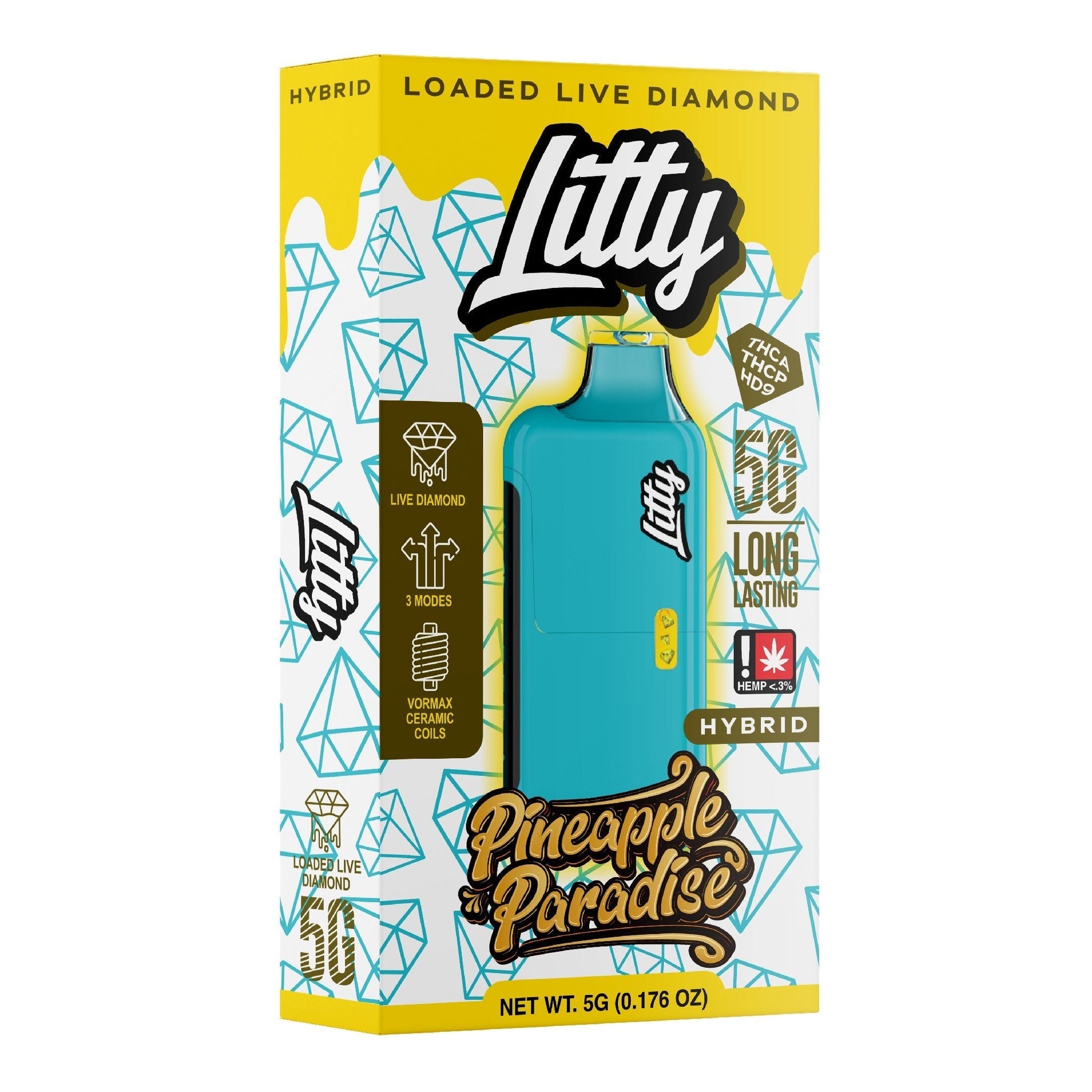 Litty THC-A Liquid Diamond Vaporizer - 5000mg Pineapple Paradise (H)