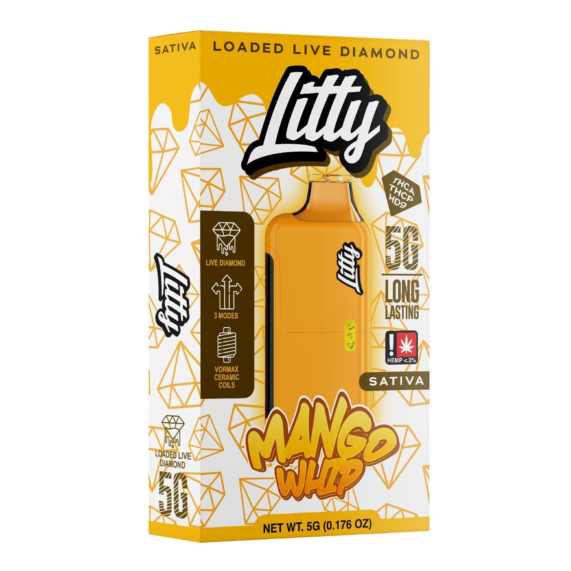 Litty THC-A Liquid Diamond Vaporizer - 5000mg Mango Whip (S)