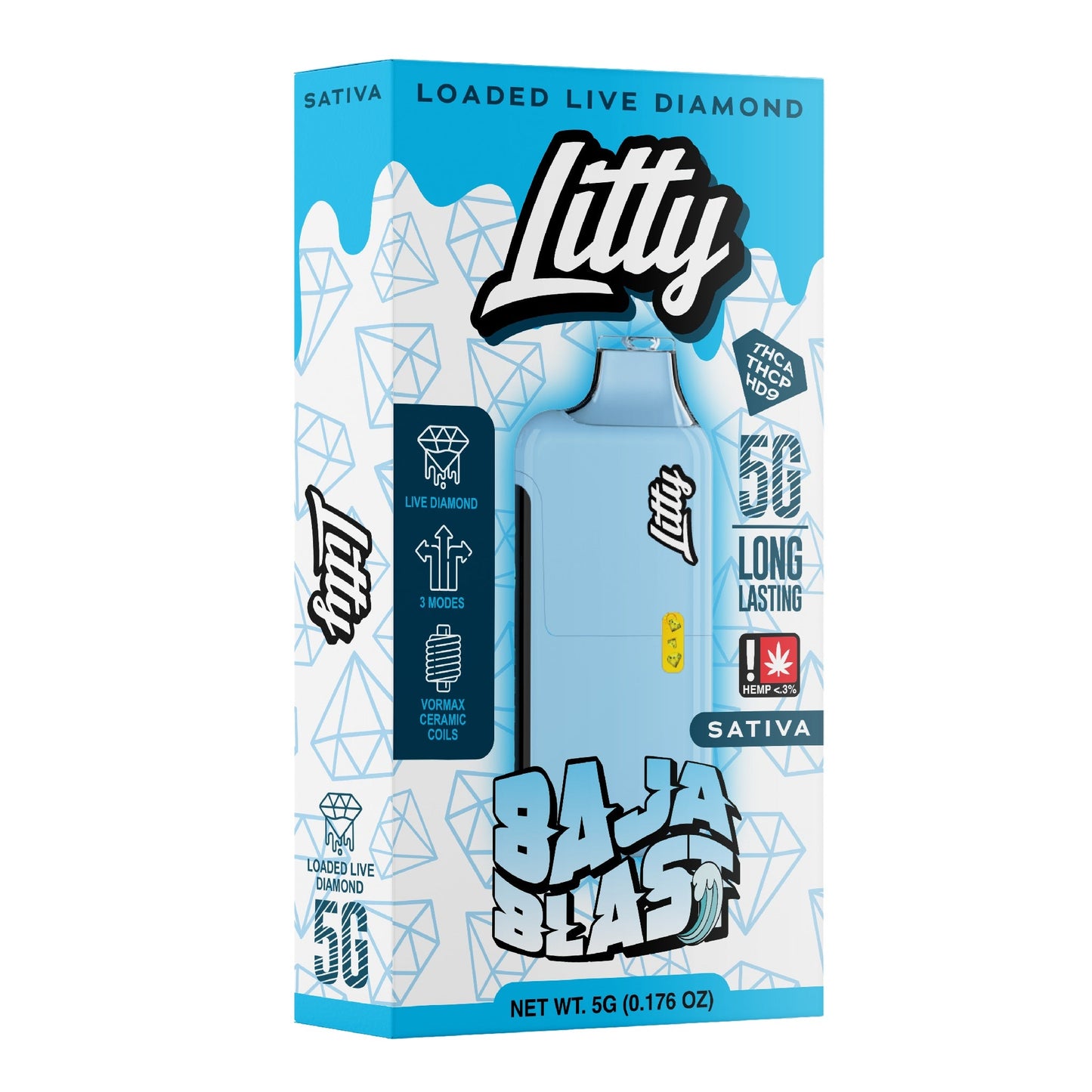 Litty THC-A Liquid Diamond Vaporizer - 5000mg Baja Blast (S)