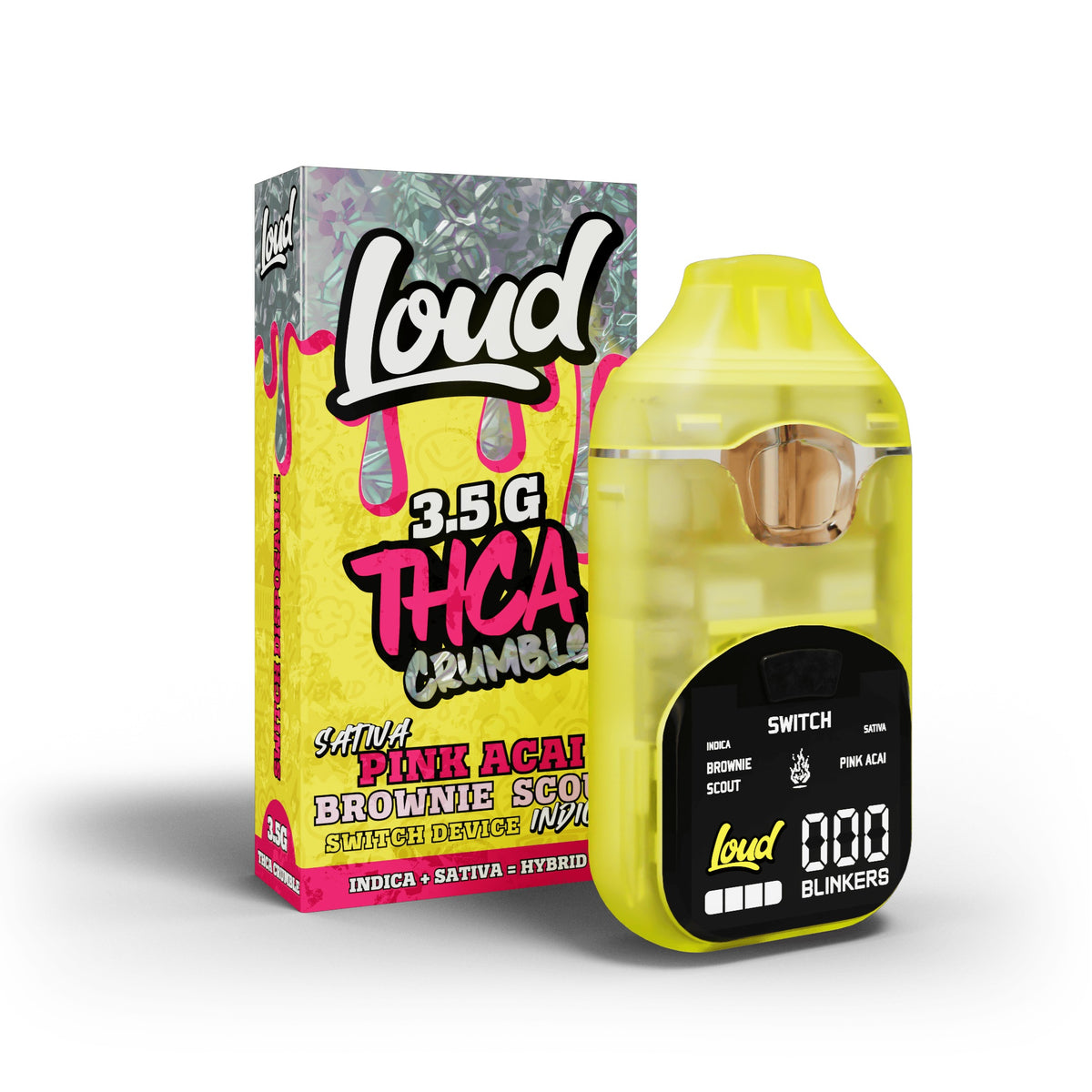 Loud THC-A Crumble Device - 3500mg Pink Acai / Brownie Scout