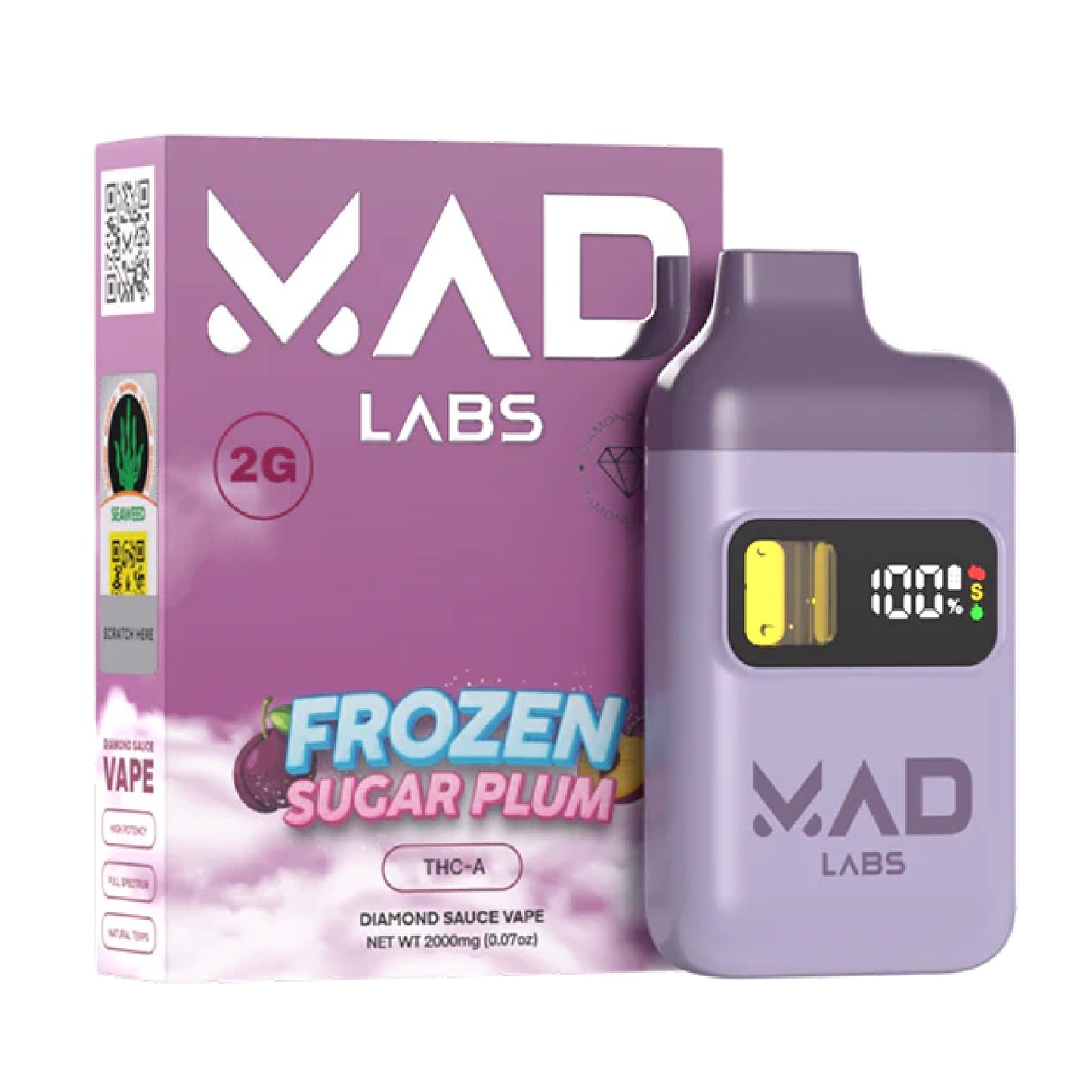 MAD Labs Diamond Sauce THC-A Vaporizer - 2000mg Frozen Plum (I)