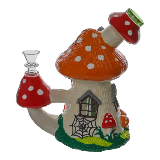 Magical Mushroom Mini Bong - 7in Orange Spidey