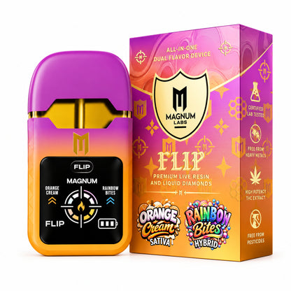 Magnum Labs Hippy Flip 3 in 1 - 4g Dual Device + 2g Hashhole + Shroom Gummy Orange Cream (S) / Rainbow Bites (H)