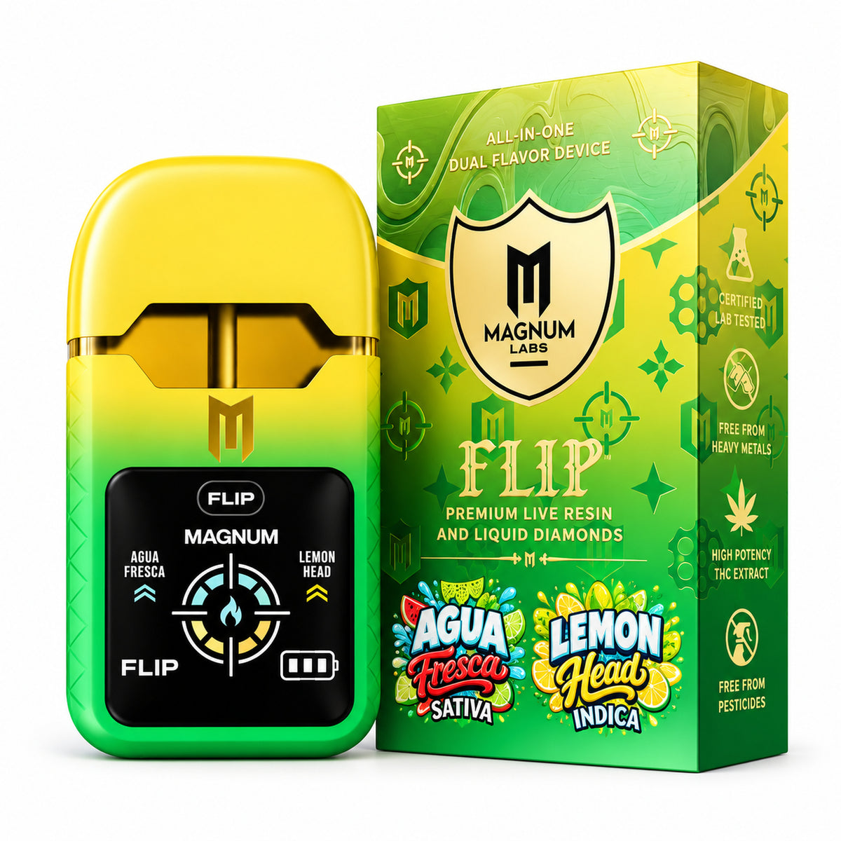 Magnum Labs Hippy Flip 3 in 1 - 4g Dual Device + 2g Hashhole + Shroom Gummy Agua Fresca (S) / Lemon Head (I)