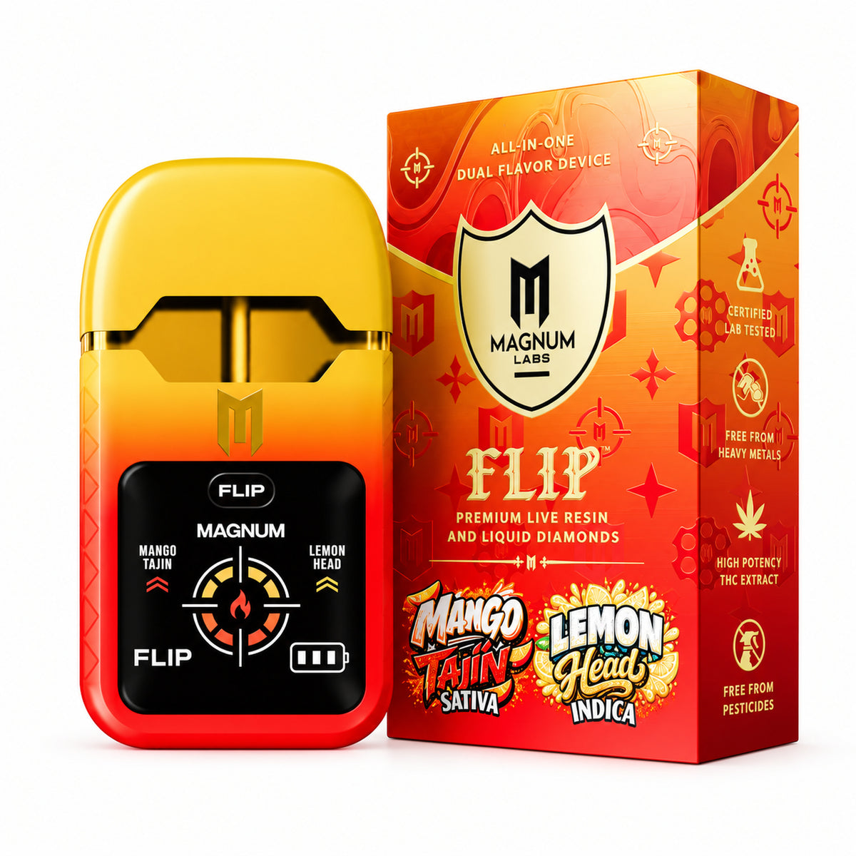 Magnum Labs Hippy Flip 3 in 1 - 4g Dual Device + 2g Hashhole + Shroom Gummy Lemon Head (I) / Mango Tajin (S)