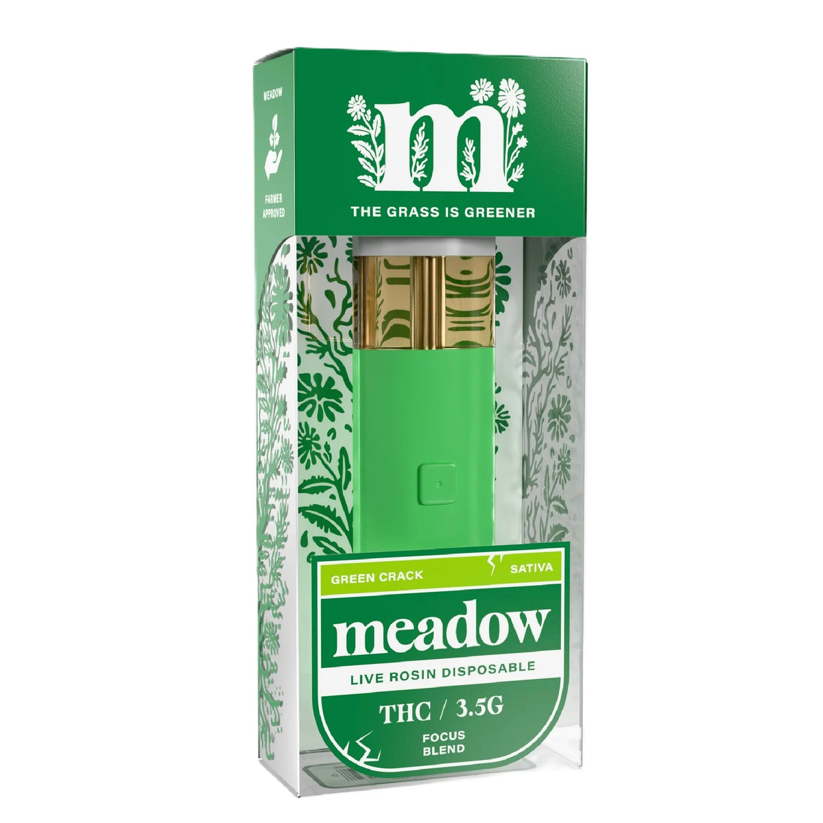 Meadow Effective Base THC Live Rosin Device - 3500mg Focus Blend / Green Crack (S) / 1 Pack