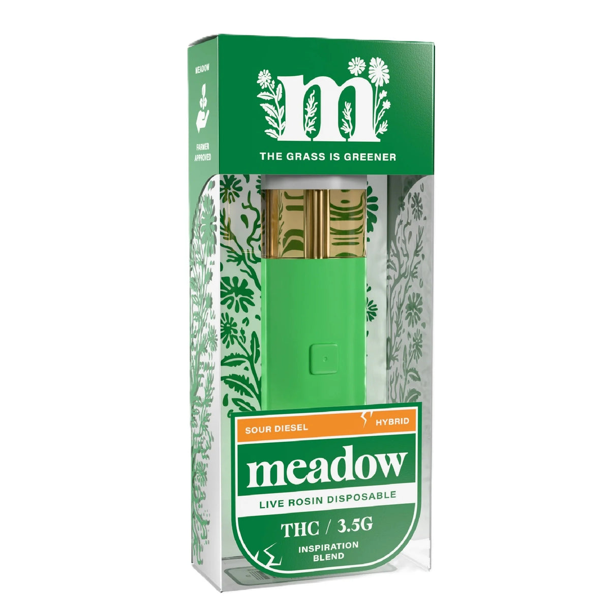 Meadow Effective Base THC Live Rosin Device - 3500mg Inspiration Blend / Sour Diesel (H) / 1 Pack