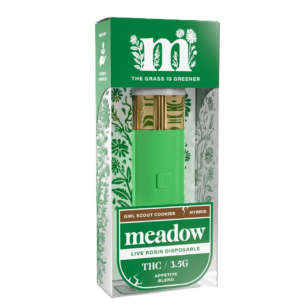 Meadow Effective Base THC Live Rosin Device - 3500mg Girl Scout Cookies -  Appetite Blend (H)) / 1 Pack