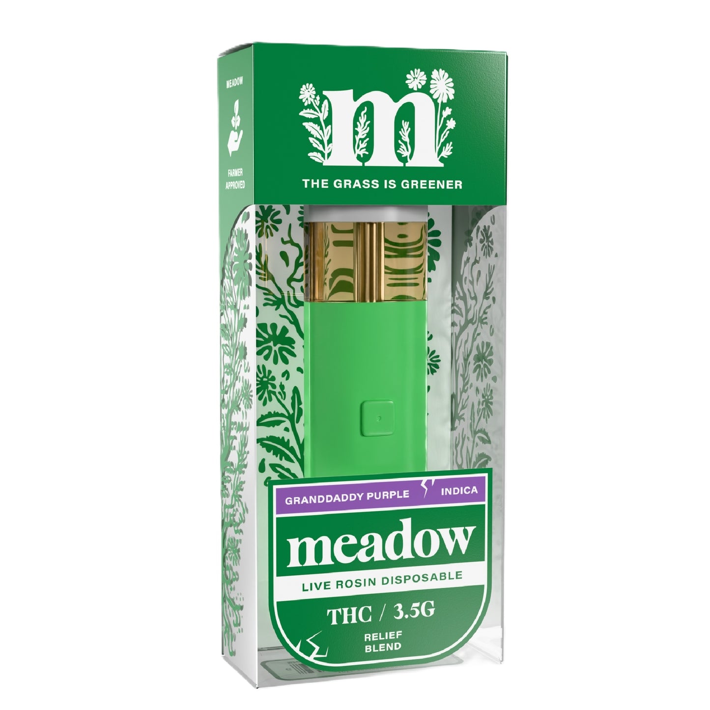 Meadow Effective Base THC Live Rosin Vaporizer - 3500mg Relief Blend / Granddaddy Purple (I)