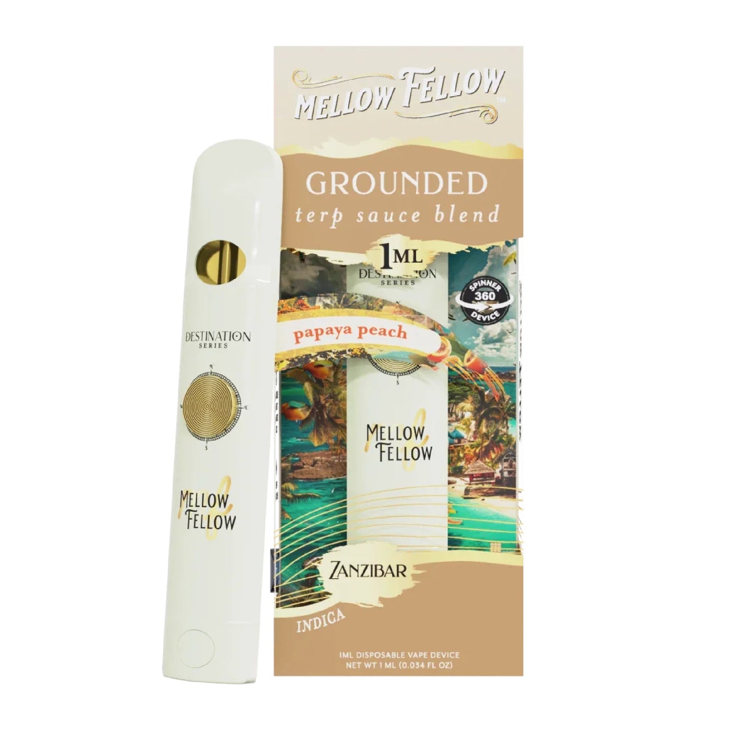 Mellow Fellow Terp Sauce Fidget Spinner Vape - 1000mg Grounded / Papaya Peach (I)