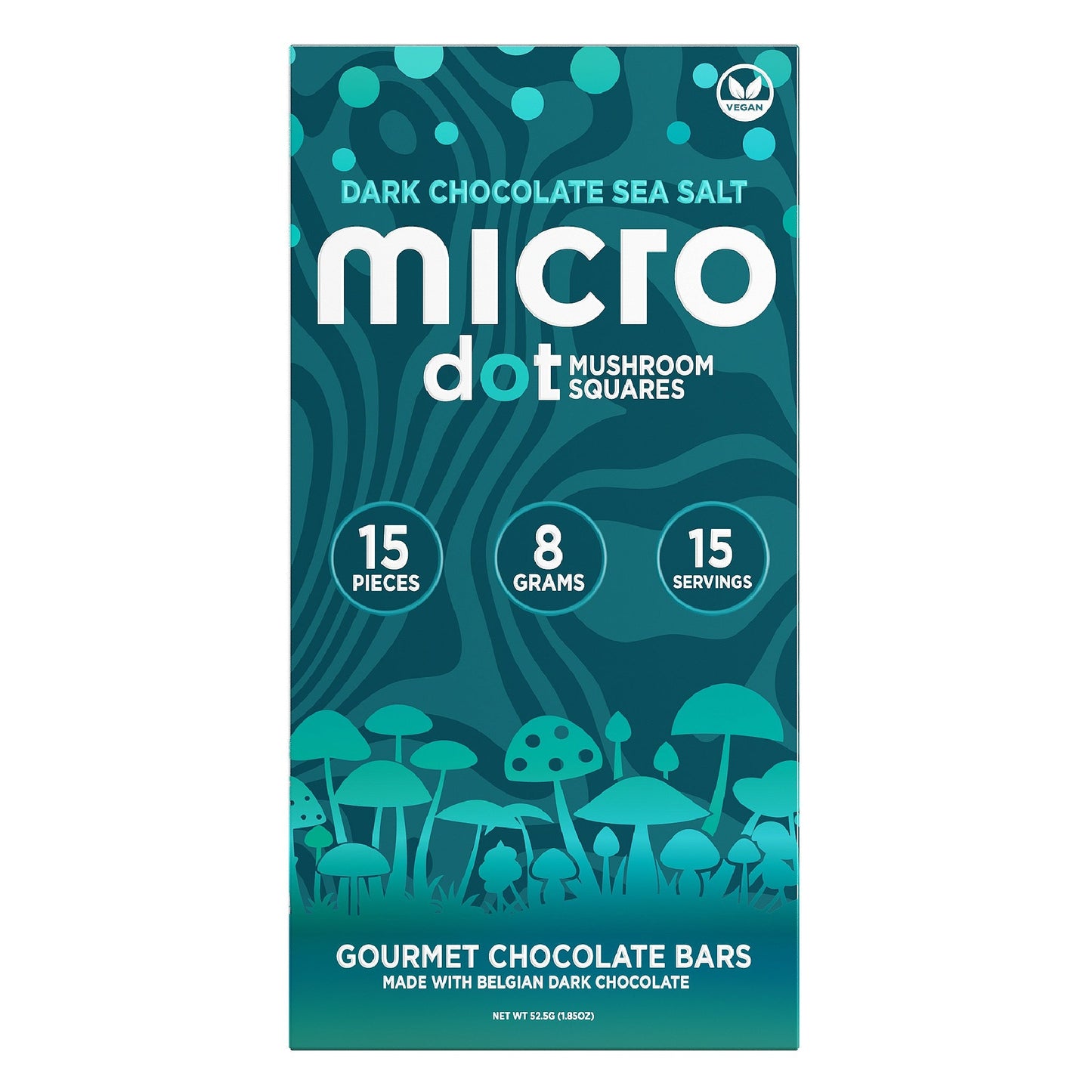 Micro Dot Mushroom Squares Gourmet Chocolate Bars - 8g Dark Chocolate Sea Salt