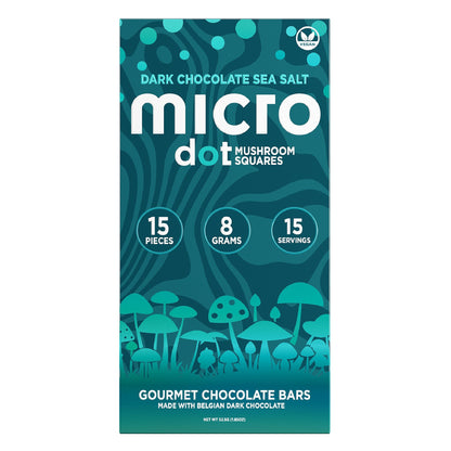 Micro Dot Mushroom Squares Gourmet Chocolate Bars - 8g Dark Chocolate Sea Salt
