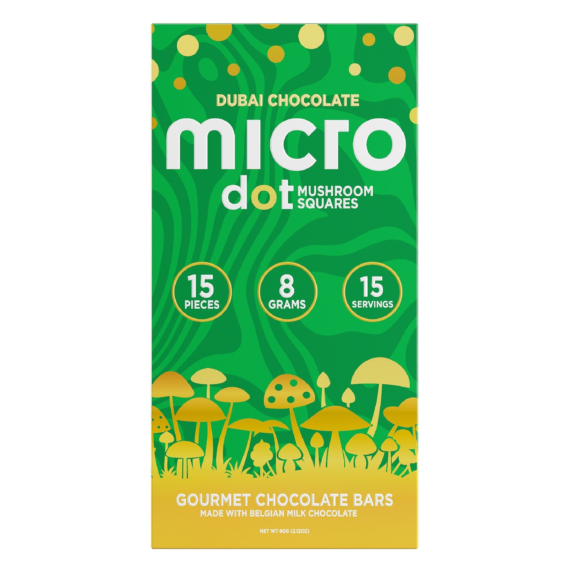 Micro Dot Mushroom Squares Gourmet Chocolate Bars - 8g Dubai Chocolate