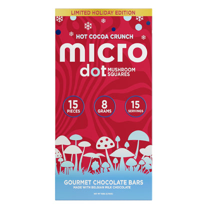 Micro Dot Mushroom Squares Gourmet Chocolate Bars - 8g Hot Cocoa Crunch