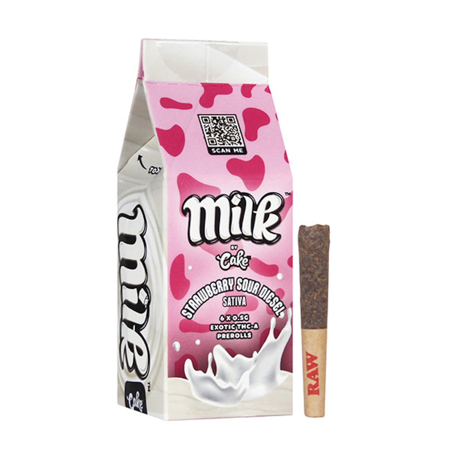 Milk by Cake Exotic THC-A Prerolls - 6ct Strawberry Sour Diesel (S)