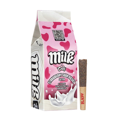 Milk by Cake Exotic THC-A Prerolls - 6ct Strawberry Sour Diesel (S)