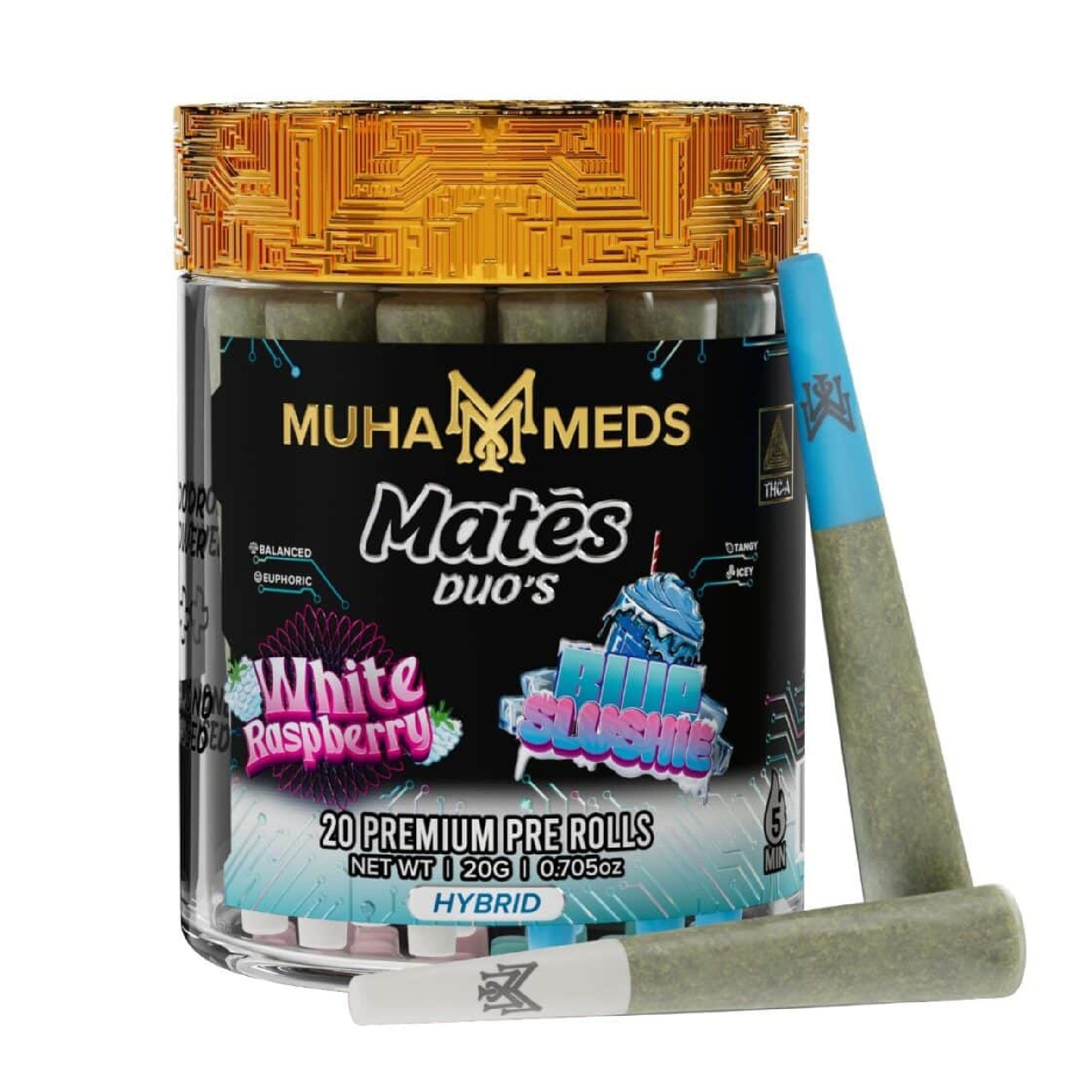 Muha Meds Duo Mates THC-A Pre-Rolls - 20g (20ct) White Raspberry x Blue Sushie (H)