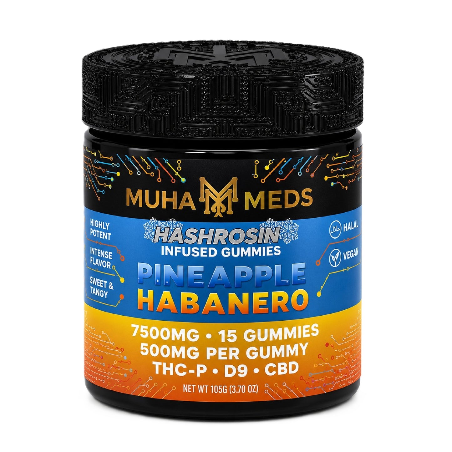 Muha Meds Hash Rosin Infused Gummies - 7500mg Pineapple Habanero
