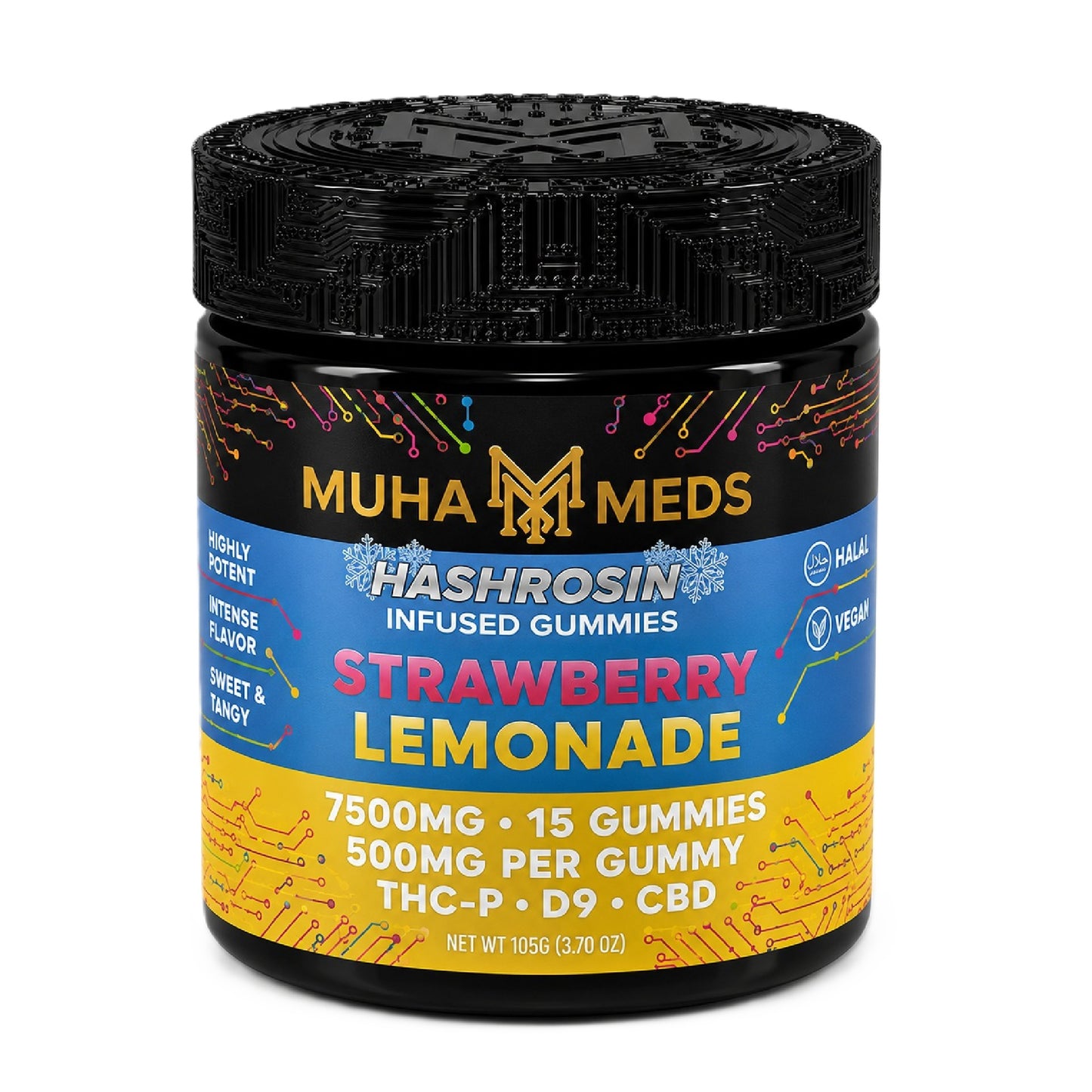Muha Meds Hash Rosin Infused Gummies - 7500mg Strawberry Lemonade