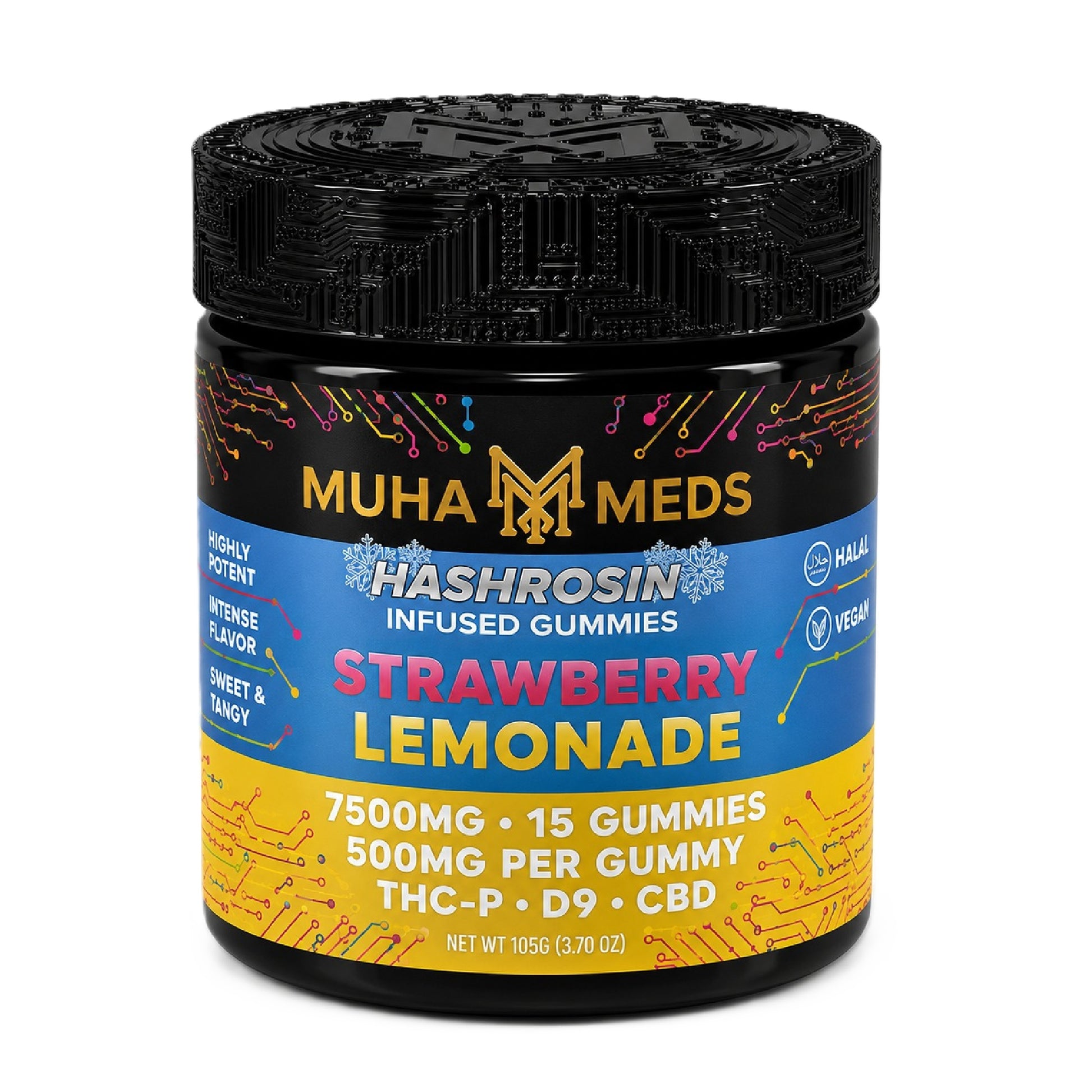 Muha Meds Hash Rosin Infused Gummies - 7500mg Strawberry Lemonade
